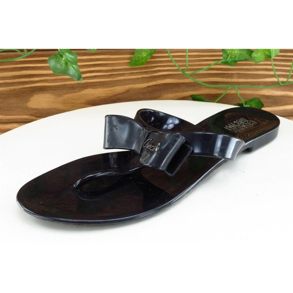 Coach Sz 6 M Black Thong Synthetic Women Sandals - Picture 1 of 10